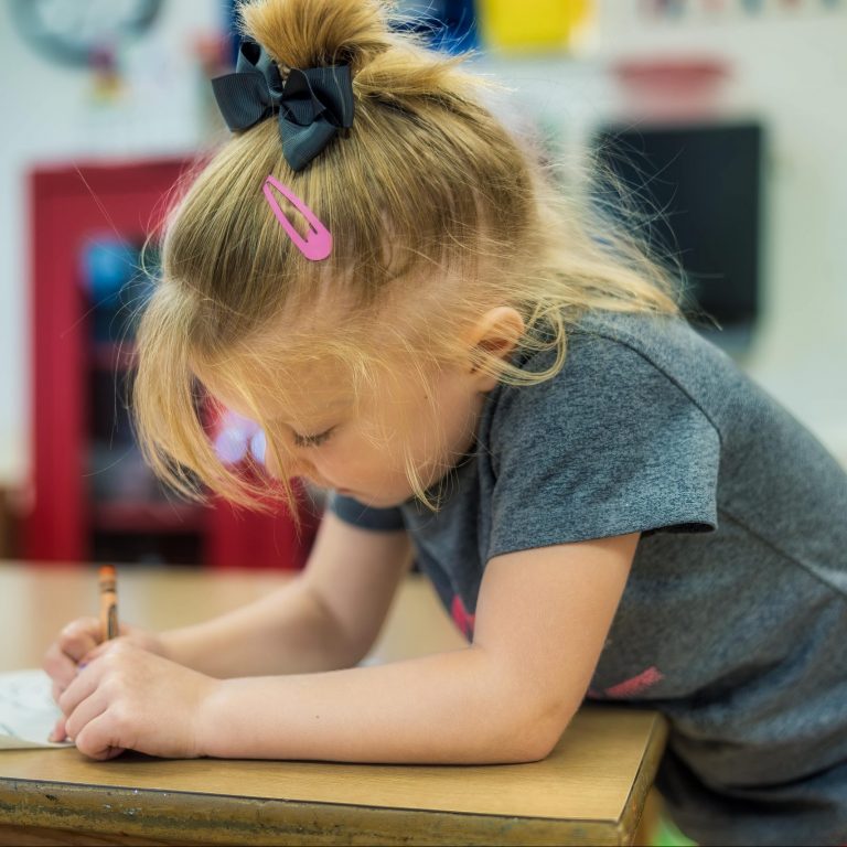 little girl coloring