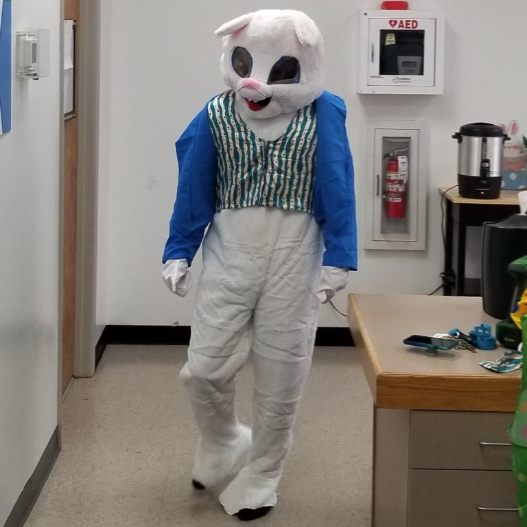 costumed easter bunny