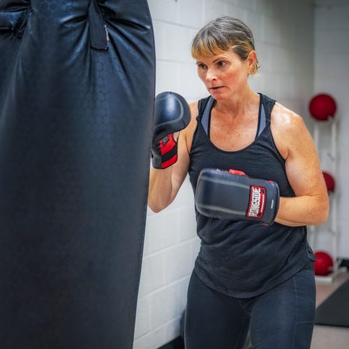 middle aged woman boxing